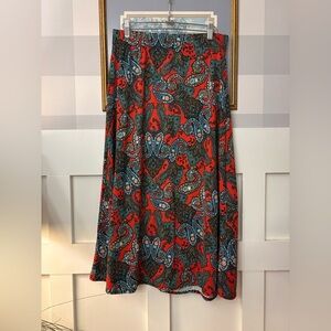 Vintage‎ Paisley Print Red and Blue Women's Skirt Size Medium